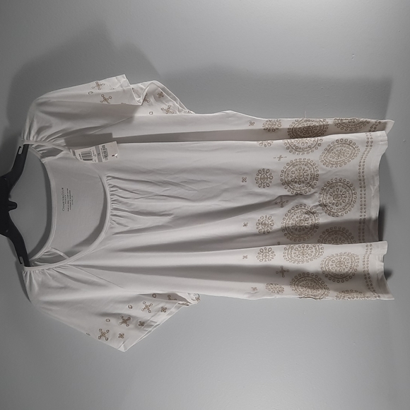 Blouse Charter Club Femme, Taille Plus 3X, Avec Volants, Rose Et Blanc, Neuve Avec étiquettes